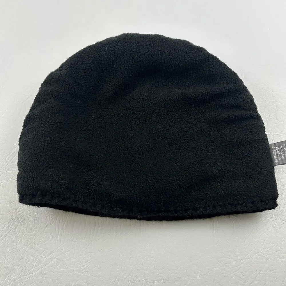 French Knot Black Wool Floral Embroidered Beanie Hat Lined One Size Women